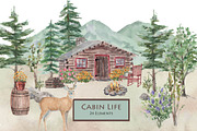 Cabin Clipart Set, an Illustration by Graphic Blue Bird (Thumbnail 1 of 4)