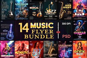 Music Event Flyer Templates Bundle, a Marketing Template by Allies Interactive