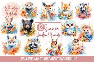 Summer Woodland Animals Clip Art