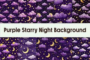 Purple Starry Night Background