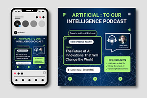 Artificial intelligence podcast, a Social Media Template by MightyDesign