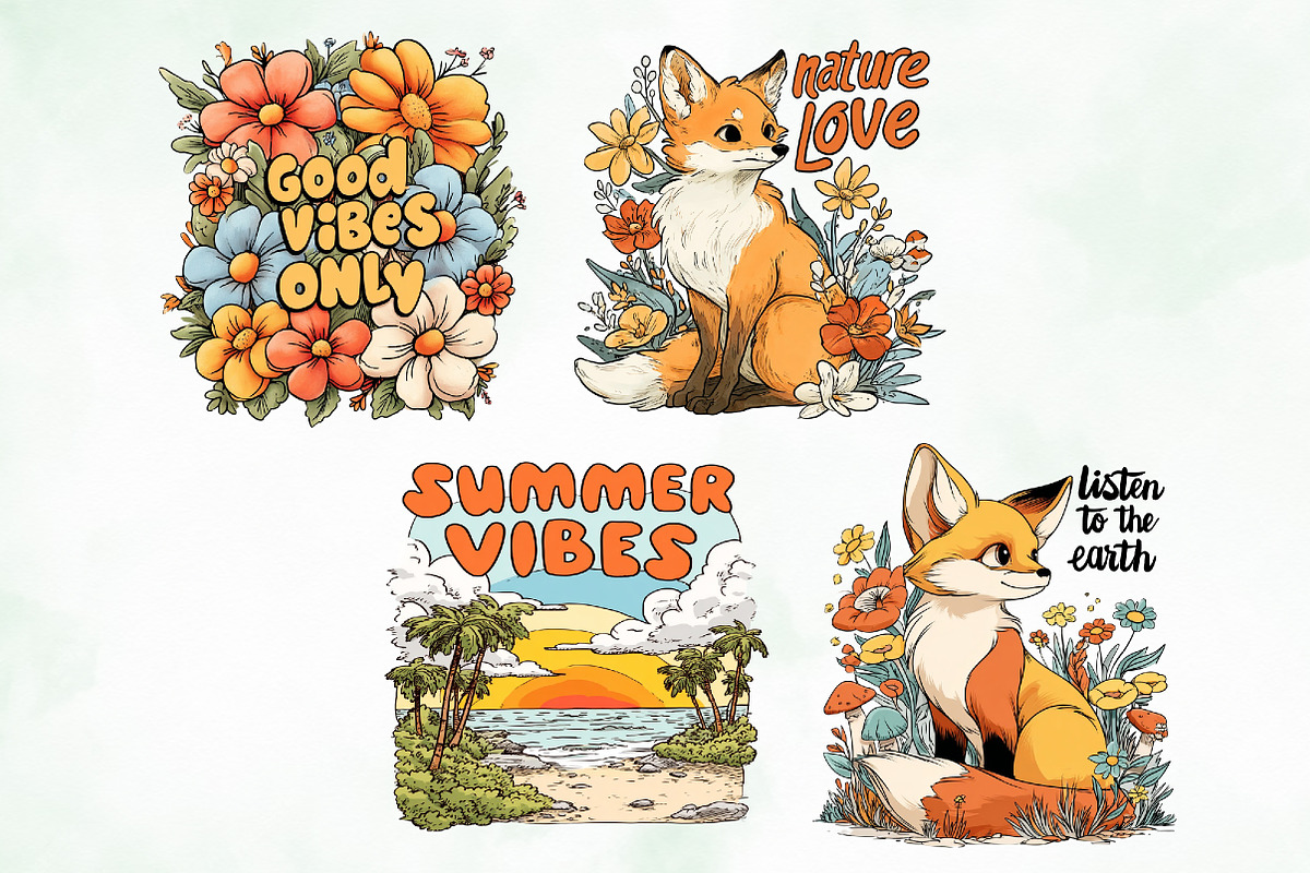 Retro Groovy Summer Design Bundle, an Object Illustration by Creative Art (Photo 5 of 7)