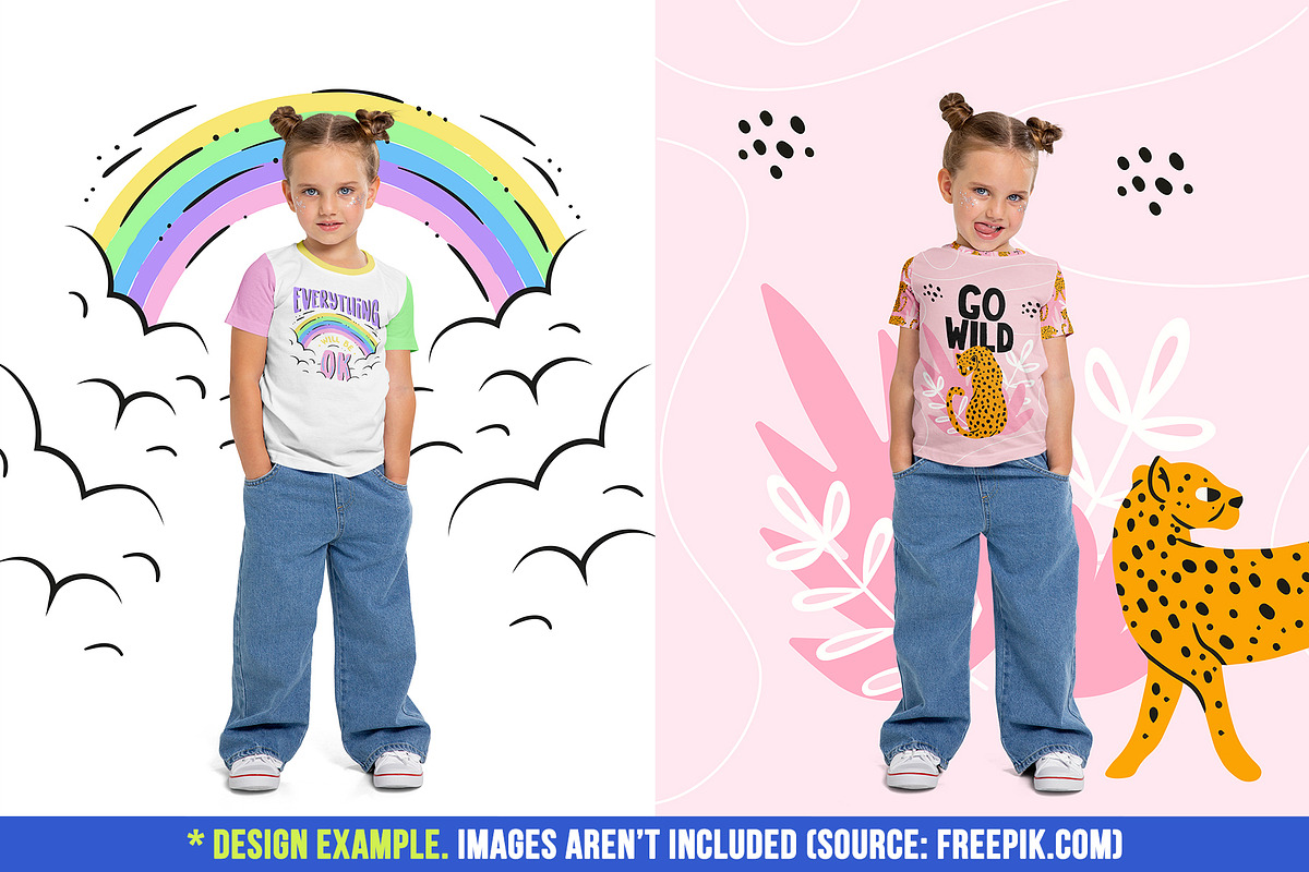 Realistic Kids Girl T-Shirt Mockups, a Shirt Mockup by Hi, Mock-Up! (Photo 6 of 13)