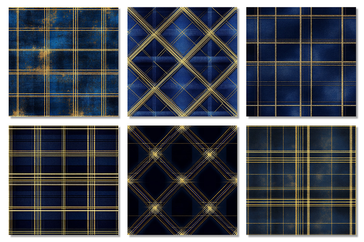 Royal Blue Gold Holiday Tartan Paper, a Texture Graphic by Dream Creation (Photo 3 of 5)