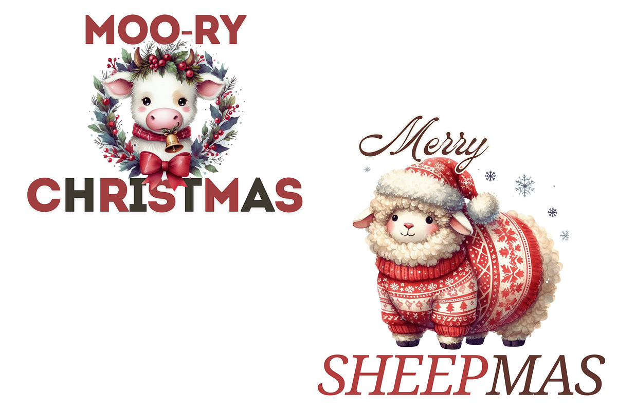 12 Merry Christmas Quotes PNG Bundle, a Decorative Illustration by ClipArtTime (Photo 3 of 3)