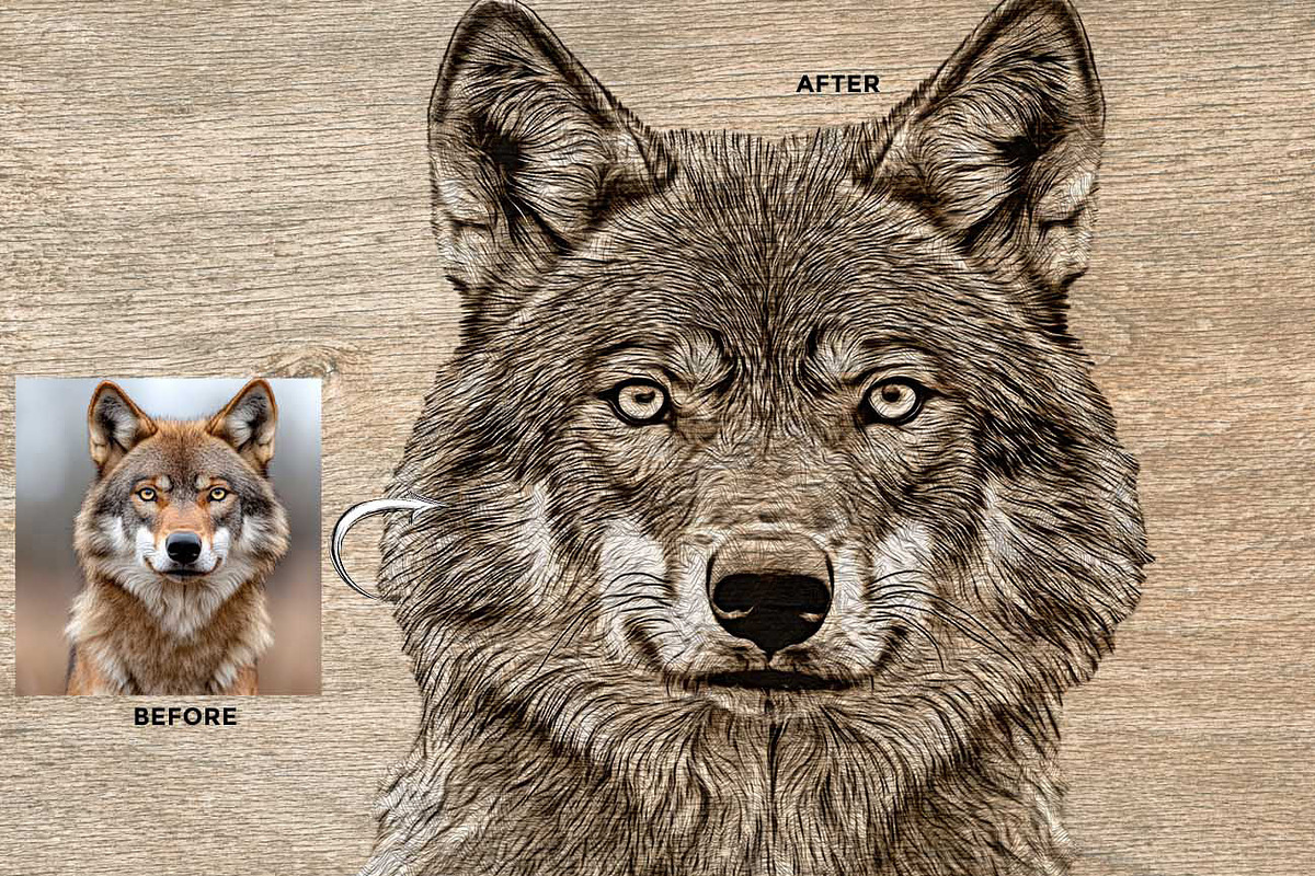 WOODCUT ENGRAVING SKETCH FX, an Action Add-On by Studio Retouch (Photo 2 of 13)
