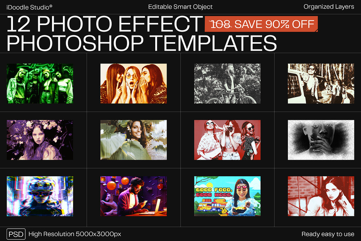 12 Photo Effect Templates, a Layer Style Add-On by iDoodle Studio ...