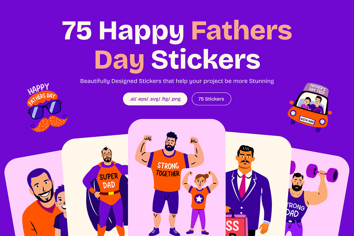 Happy Fathers Day Stickers, an Emoji Icon by Creative Stall (Photo 1 of 8)