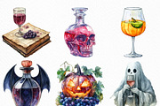 Watercolor Halloween Wine Tasting, an Illustration by Craft Nest (Thumbnail 2 of 6)