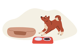 Happy pet. Veterinary tools. Pillow, an Animal Illustration by Vectorbuum