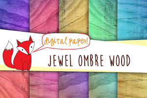 Wood Digital Paper- Ombre Jewel