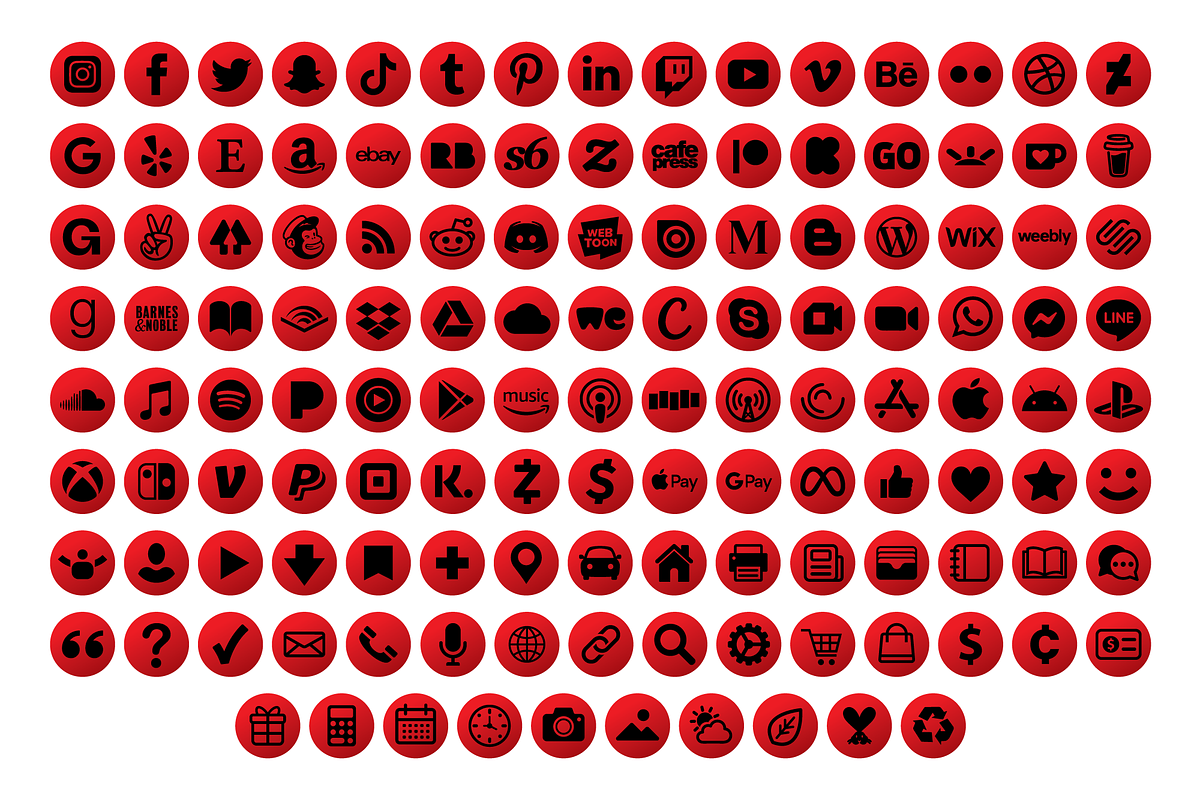 Red Circle Social Media Icons Set, an Icon by Running With Foxes (Photo 4 of 9)