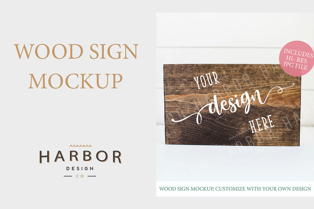 Wood Sign Mockup - Dark Wood Texture, a Product Mockup by Harbor Design Co (Photo 1 of 2)