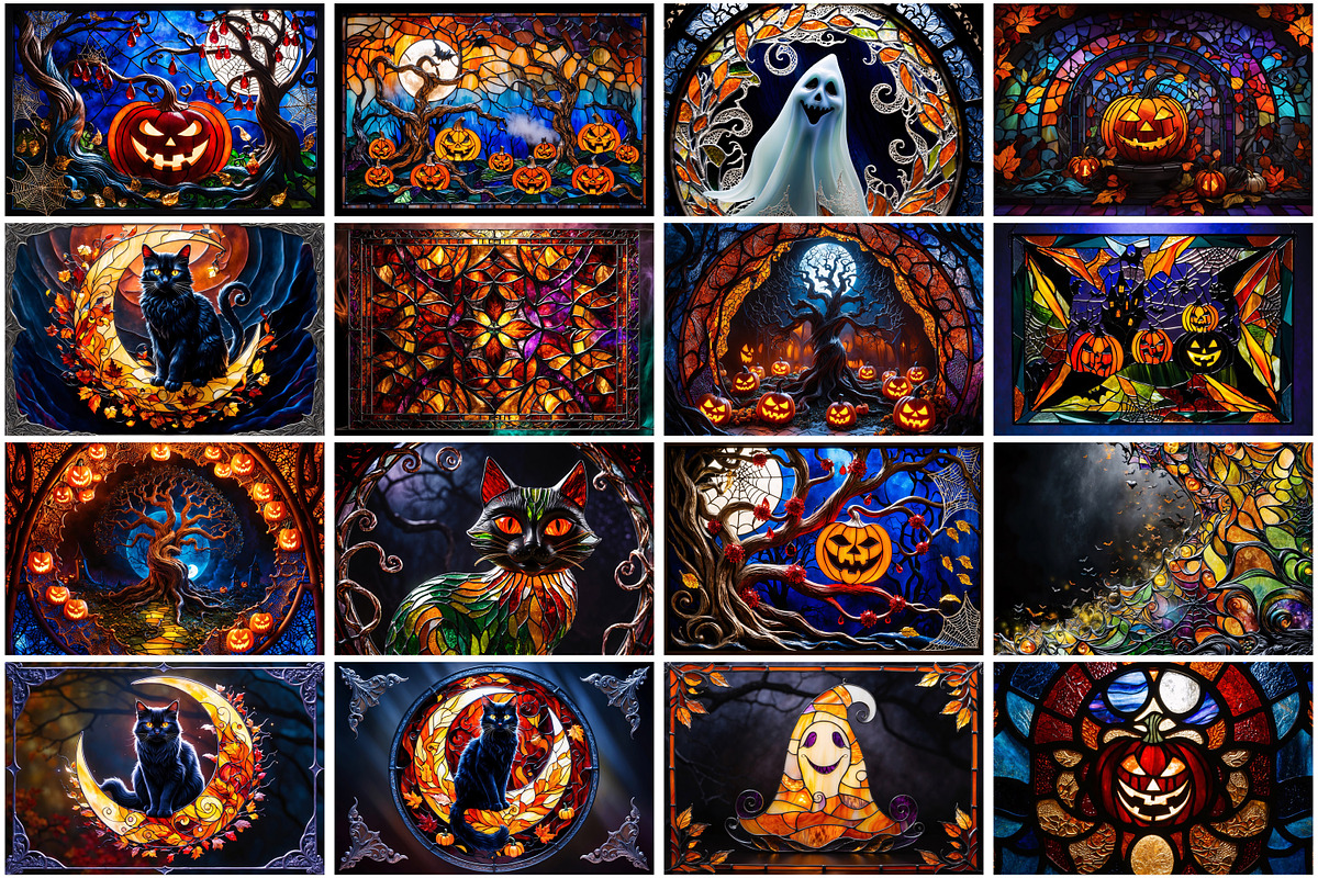 Halloween stained glass background, a Background Graphic by Forhadx5 (Photo 3 of 10)
