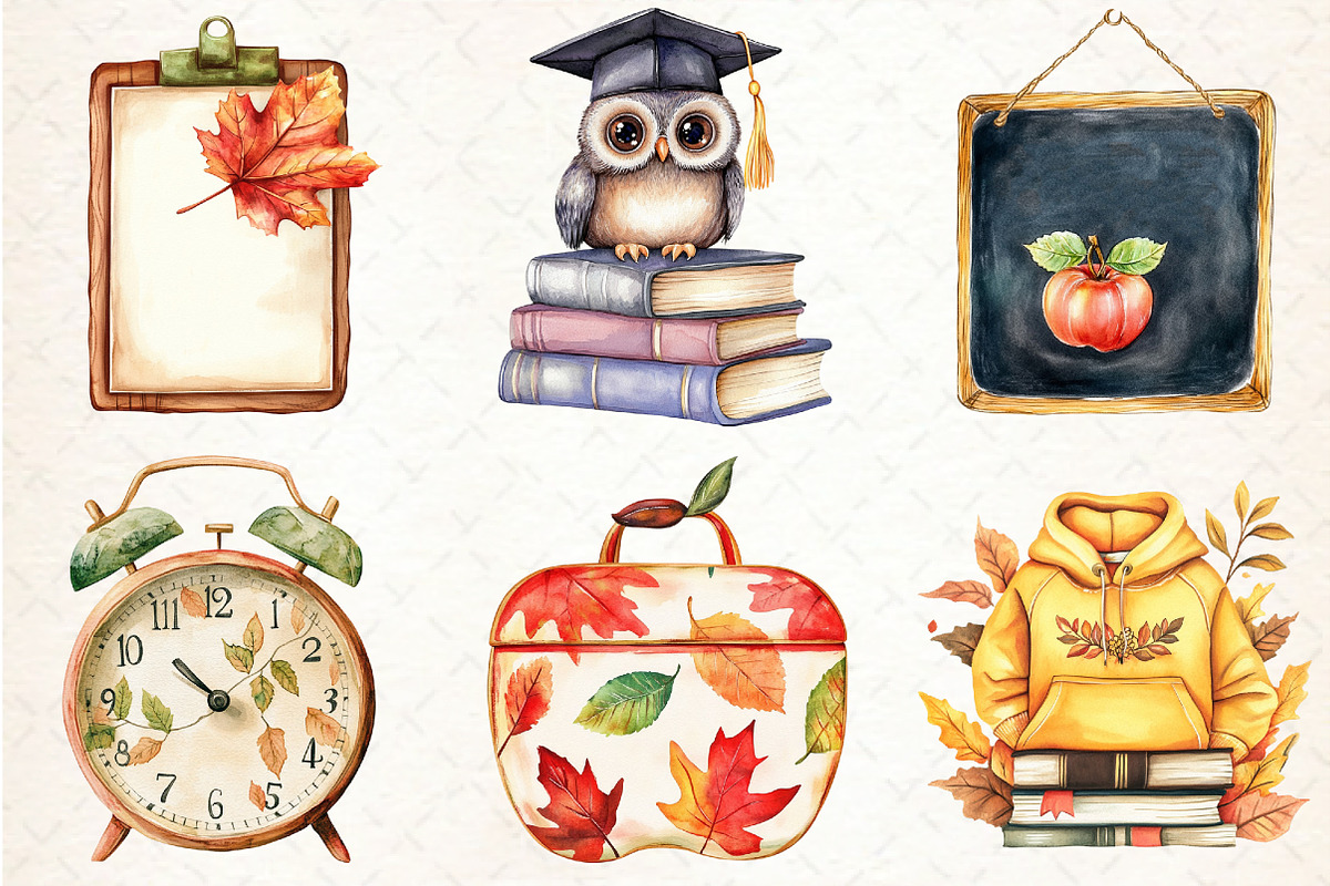 Autumn Back to School Clipart, an Illustration by Libby Wishes (Photo 2 of 7)