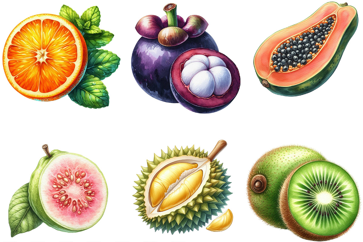 Watercolor Tropical Fruit Summer PNG, an Illustration by Designking (Photo 3 of 4)