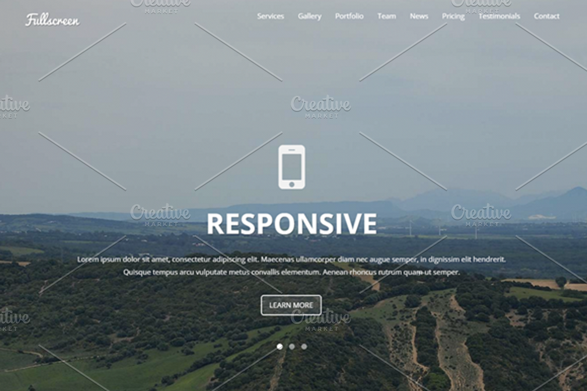Fullscreen - Single Landing Page, a Bootstrap Template by romel.panahon (Photo 1 of 3)