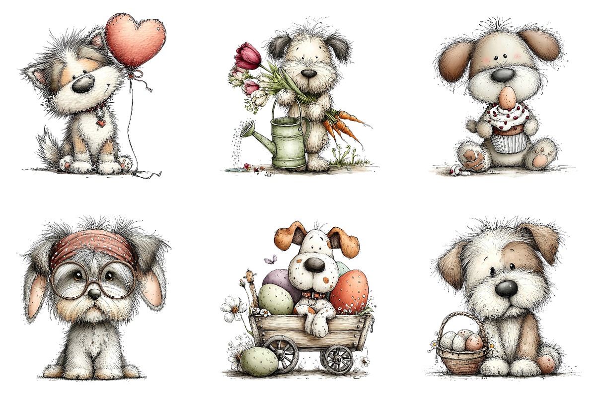 Whimsical Easter Dog Clipart, an Illustration by CreationArt (Photo 6 of 6)