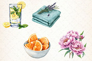Watercolor Spa Clipart Set PNG, an Illustration by Libby Wishes (Thumbnail 3 of 7)