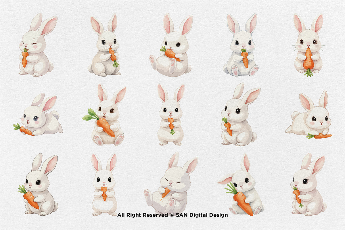 15 Bundle Watercolor White Rabbit, an Animal Illustration by Morspective (Photo 8 of 8)