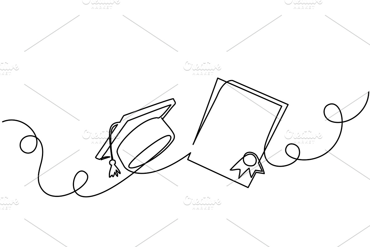 Graduation cap and certificate, an Object Illustration by Valenty