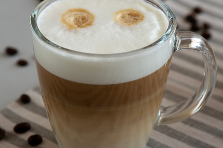 Homemade Latte Macchiato in Glasses, side view., a Food & Drink Photo by LiudmylaChuhunova