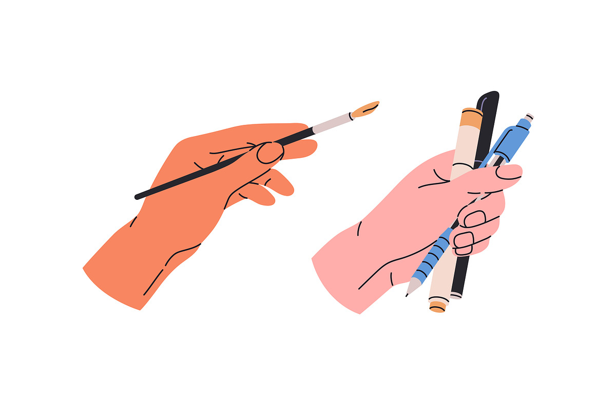 Artist, painter hands with art tools, a Person Illustration by PaperTrident (Photo 4 of 8)