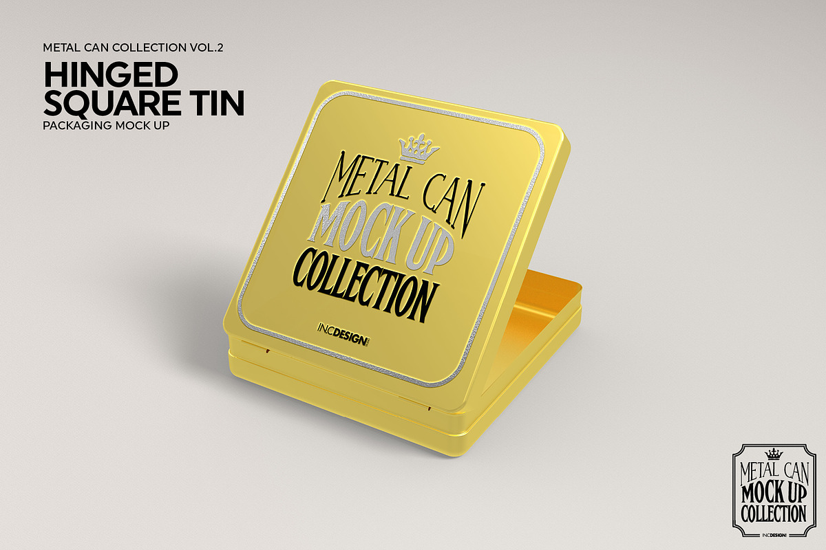 Hinged Square Tin Mockup, a Product Mockup by INCDesign (Photo 3 of 5)