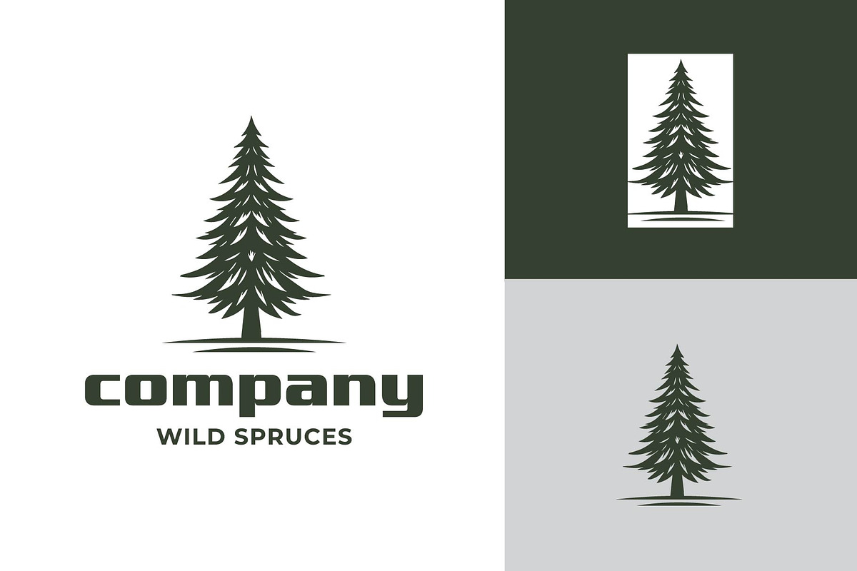 Pines Evergreen spruce cedar Logo, a Branding & Logo Template by funpixel