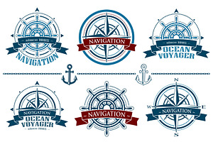 Vector Nautical Emblems Set