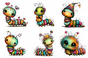 Cute Whimsical Caterpillar PNG Clipa, an Illustration by Daily.Designs (Thumbnail 4 of 8)
