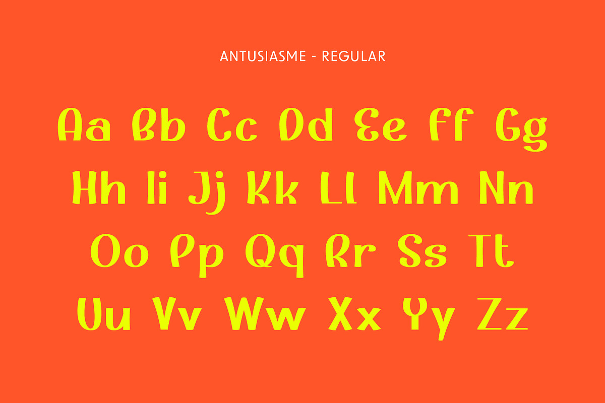 Antusiasme - Playful Font, a Sans Serif Font by Pikgura (Photo 2 of 6)