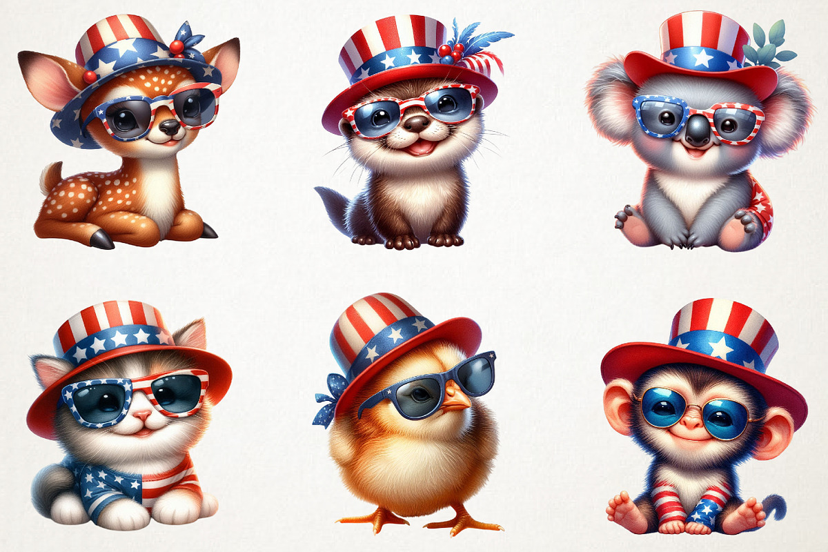 4th Of July Baby Animals Sublimation, an Animal Illustration by RobertsArt (Photo 5 of 6)