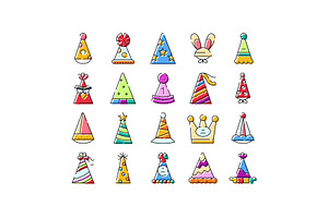 Collection of colorful party hat, an Object Illustration by pikepicture