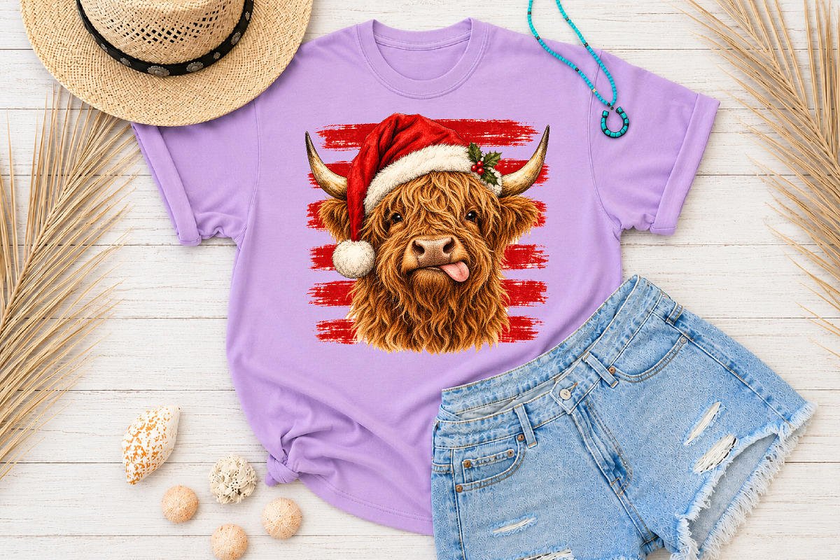 Christmas Highland Cow Santa Hat PNG, a Seasonal Illustration by Rose Art (Photo 4 of 4)