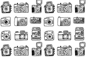 Hand Drawn Camera Set Patterns