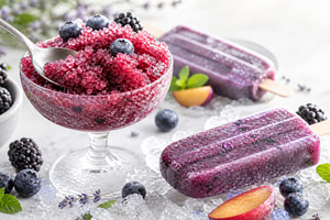 Berry popsicles and shaved ice with, a Photo by Dvoevnore photos