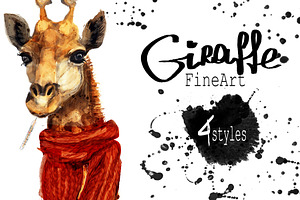 Set giraffe portraits .4 styles