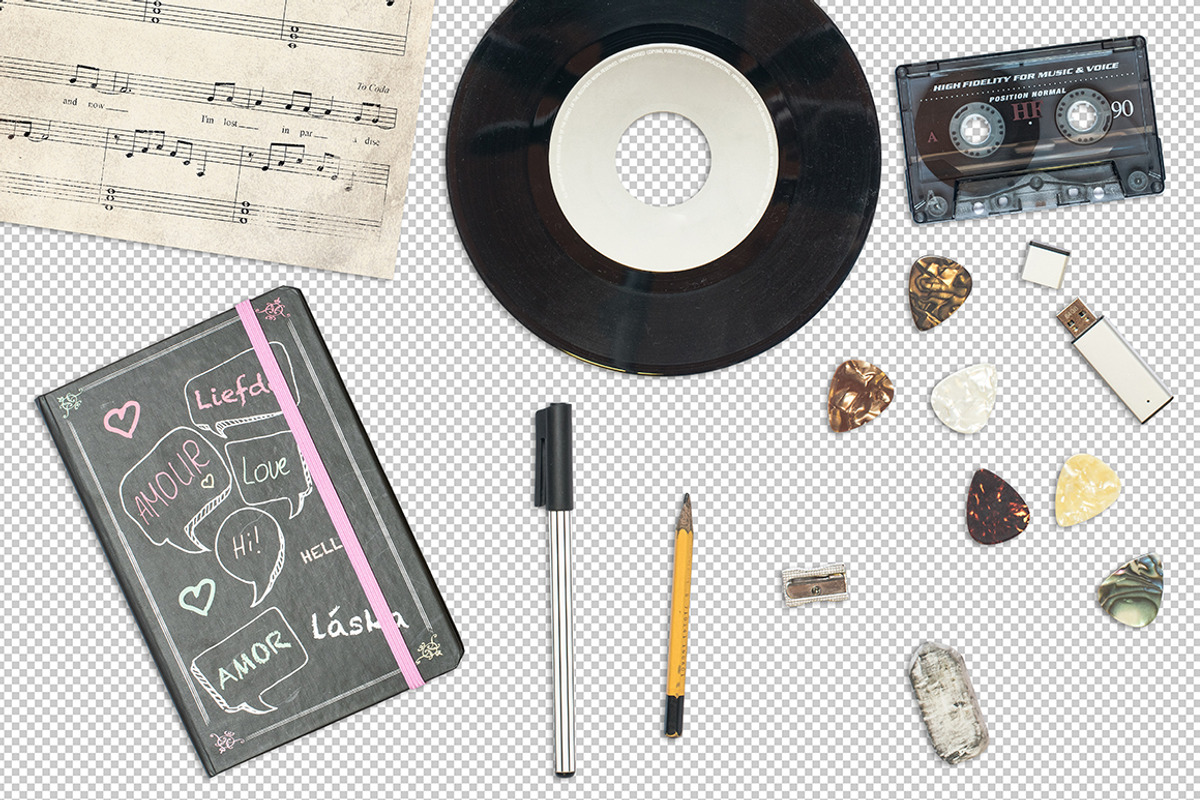 Singer songwriter music SMARTobjects, a Pens & Pencil Mockup by Mister T (Photo 1 of 2)