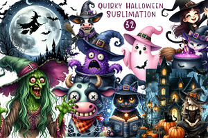 Quirky Halloween Sublimation Clipart, an Illustration by CreationArt