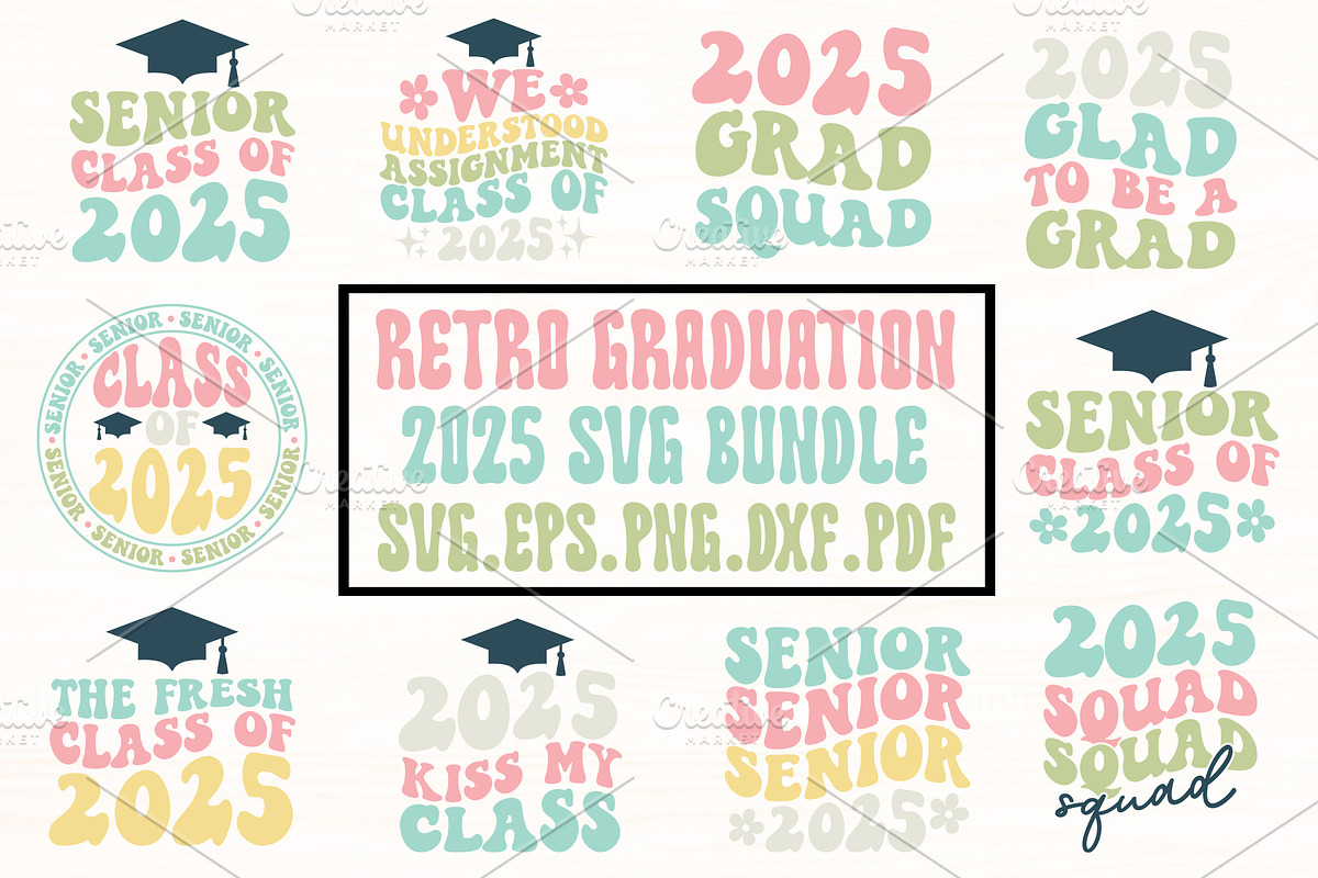 Graduation 2025 Svg Bundle,Grad 2025, a Graphic by Designer302 (Photo 1 of 11)