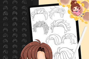 120 Procreate Hair Stamps Brushes