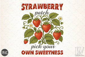 Strawberry Patch Pick Your Own Sweet, an Illustration by Libby Wishes