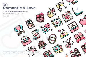 30 Romantic & Love Icon set