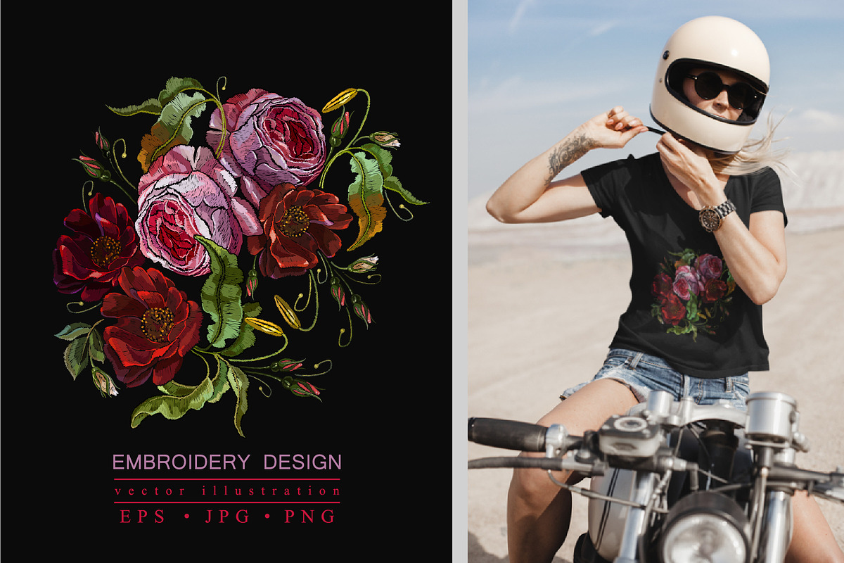 Pink and red roses flowers, a Decorative Illustration by Matrioshka (Photo 1 of 7)