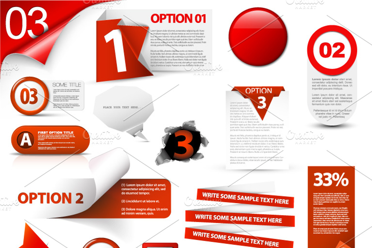 Set of Red Elements for your Website, an Object Graphic by Orson