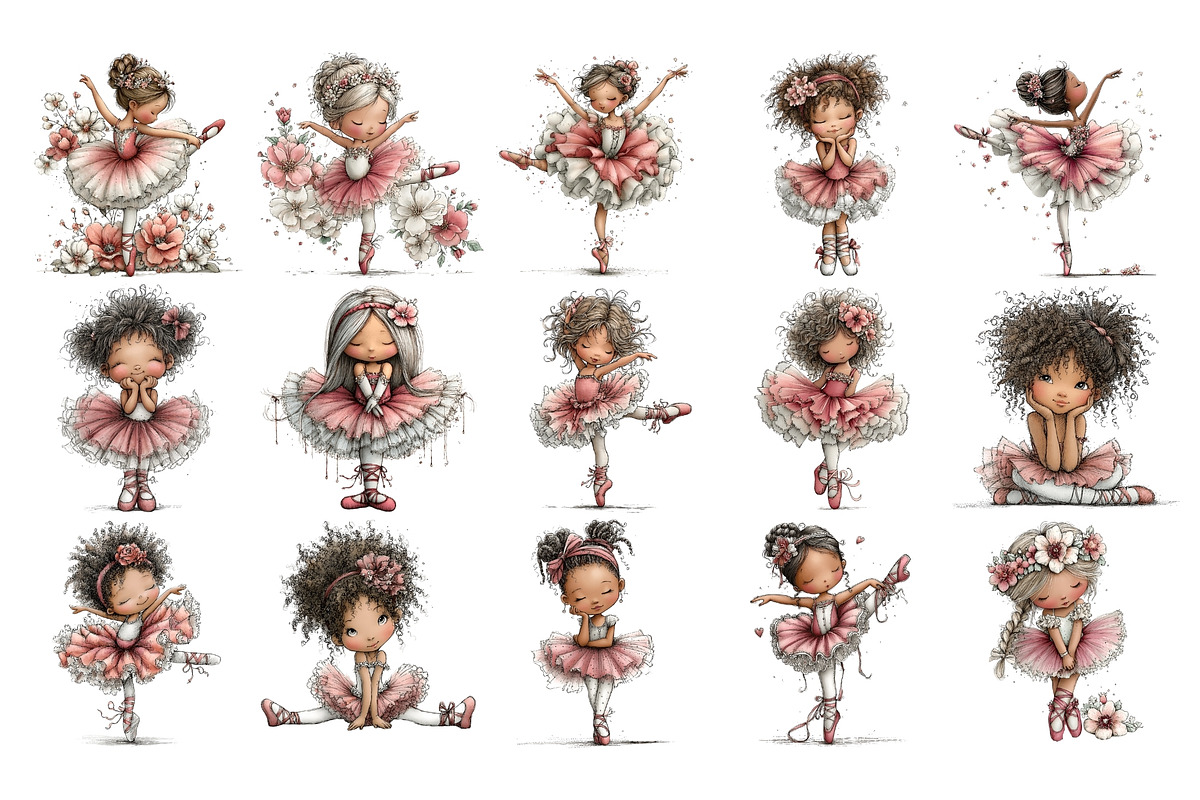 Ballerina Girl Clipart PNG Set, a Person Illustration by Nicolle's Colorful Art (Photo 2 of 3)
