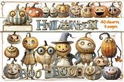 Quirky Halloween Pumpkin Clipart Kit, a Decorative Illustration by Area (Thumbnail 1 of 17)