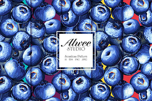 HandDrawn Blueberry Seamless Pattern