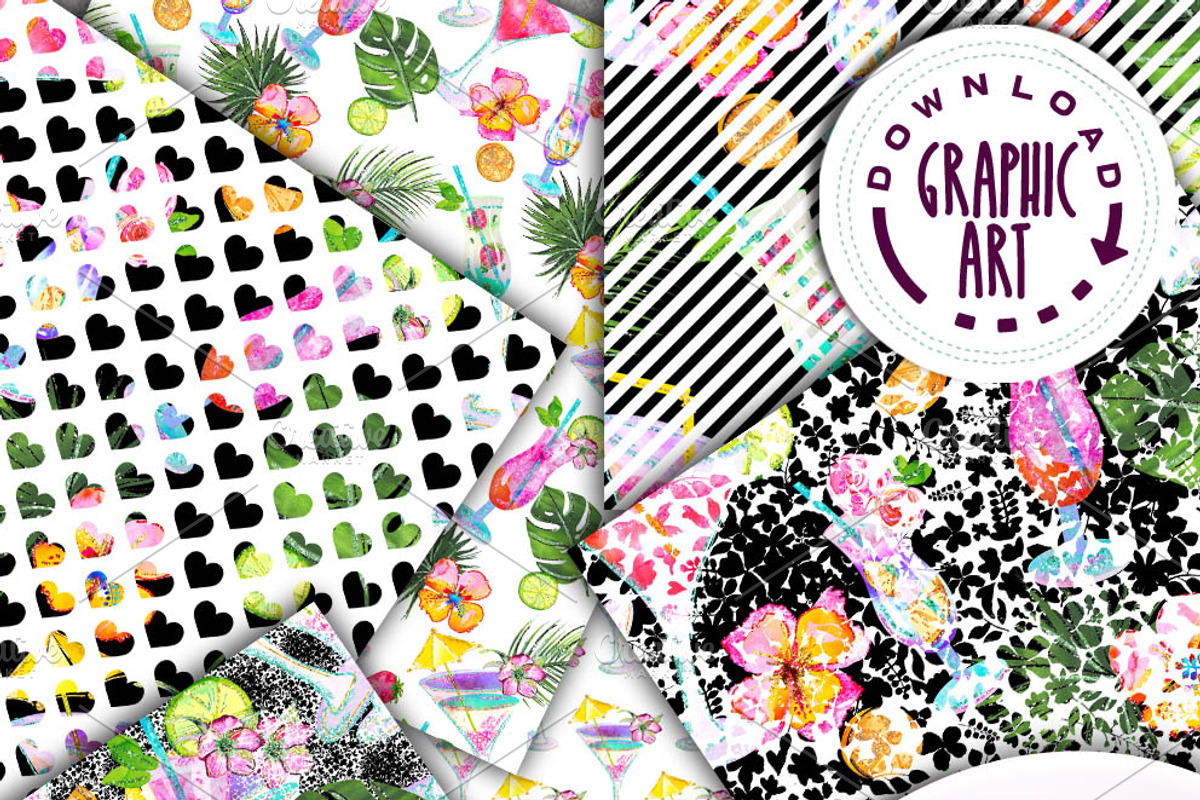 Summer cocktails seamless pattern, a Pattern Graphic by Download Graphic Art (Photo 3 of 9)